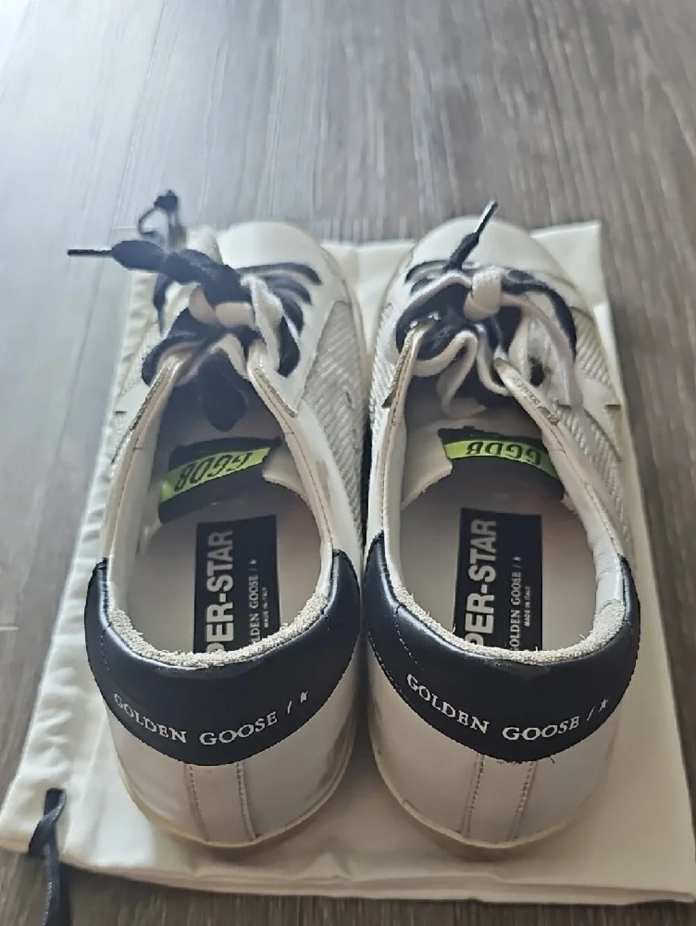 Golden Goose White, Black & Green Lace-Up Sneakers - Picture 3 of 4
